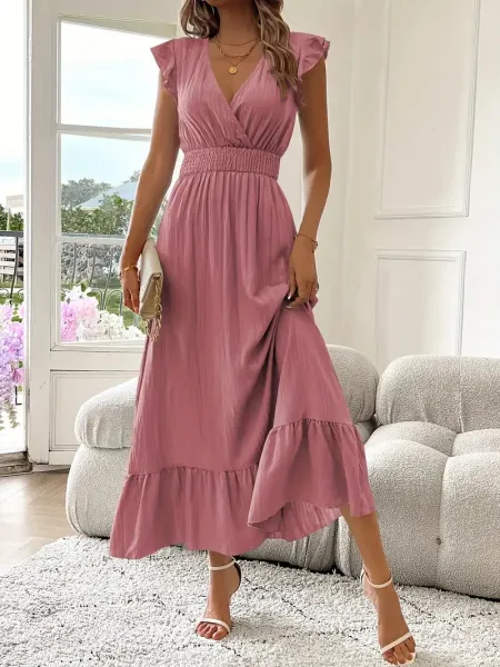 Design Wrap Ruffle Hem Maxi Dress Gray - 20
