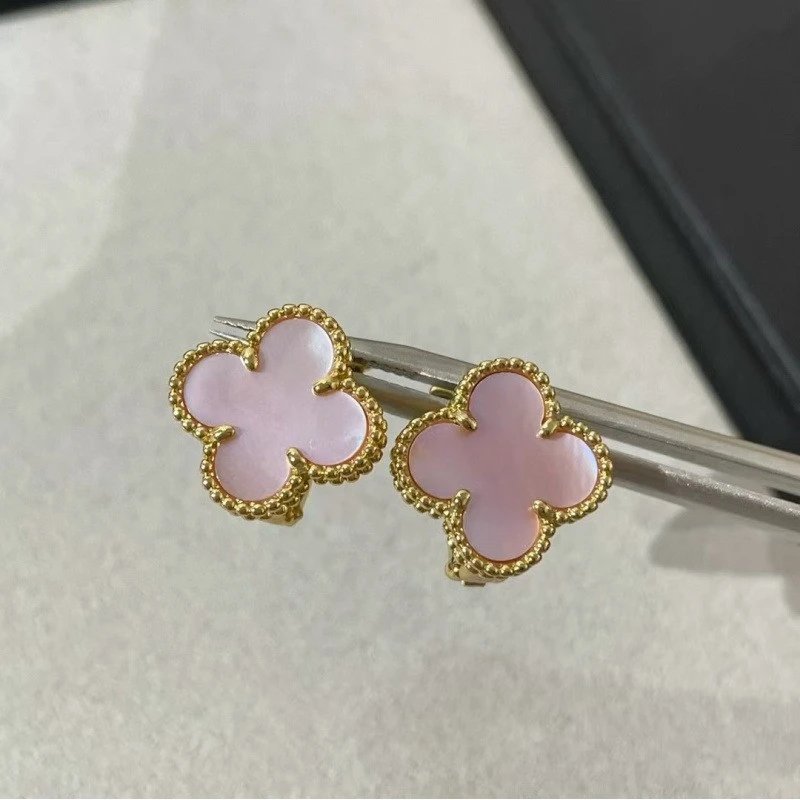 Van Cleef & Arpels Alhambra Motif Mother-of-Pearl Earrings Rose Gold - 13