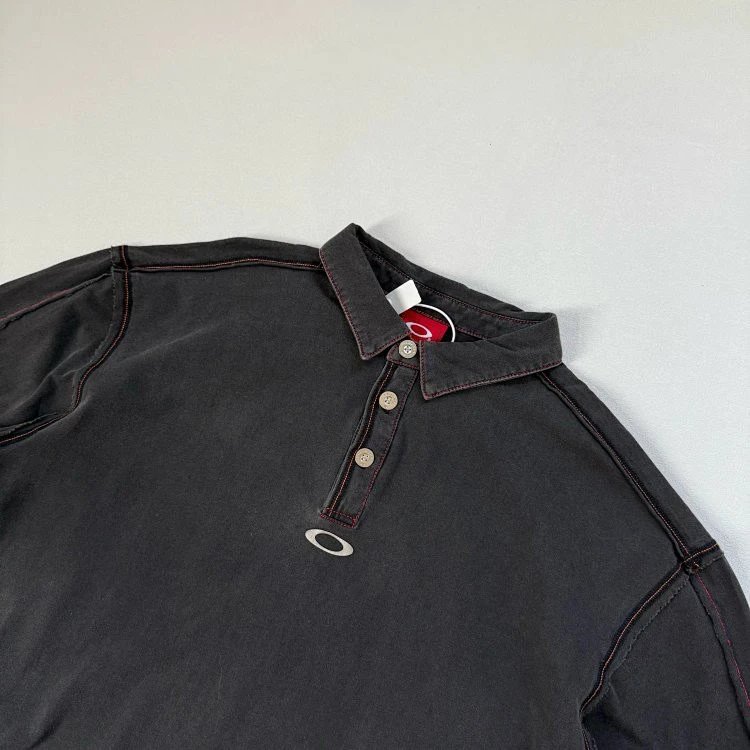 Oakley VTG Black Long Sleeve Polo Shirt