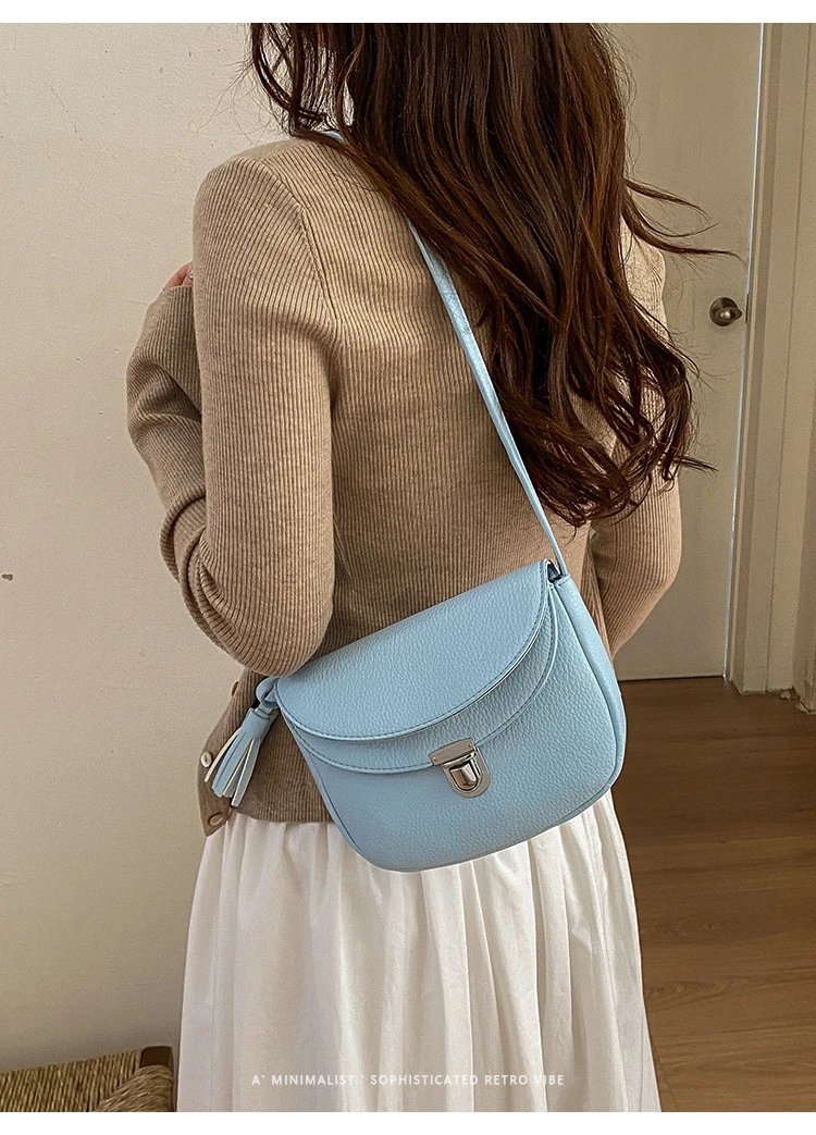 Design Saddle Bag Beige Crossbody Bag - 28