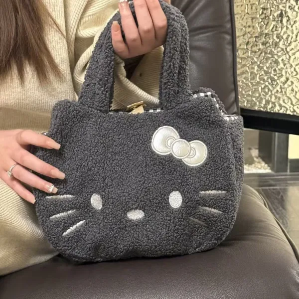 Hello Kitty Sherpa Mini Tote Bag Gray Handbags - 1