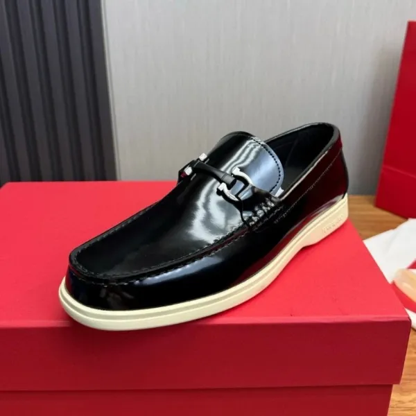 Salvatore Ferragamo Gancini Loafer Black Patent Leather Loafers - 1