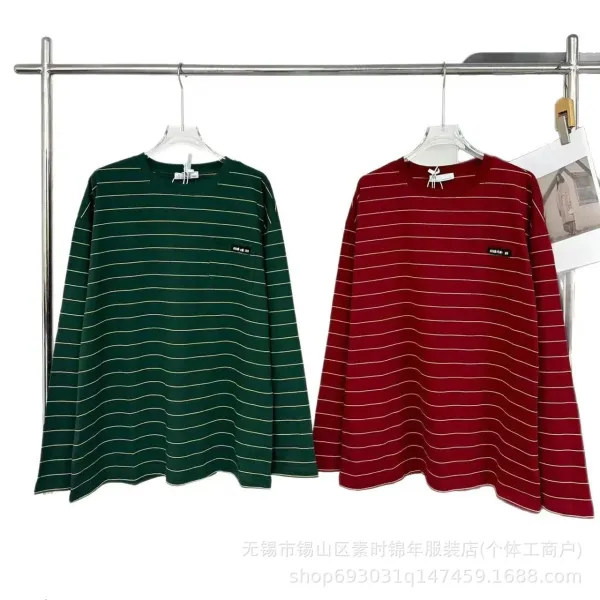 Design Striped Long-Sleeve T-Shirt Burgundy - 3