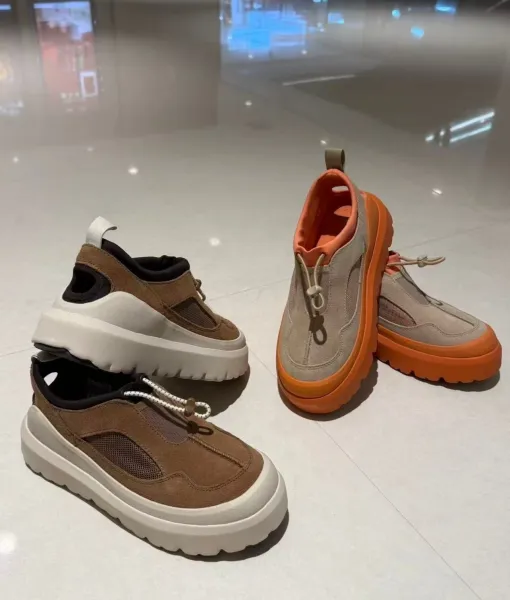 Design Chunky Platform Slip-On Sneakers Orange Beige - 5