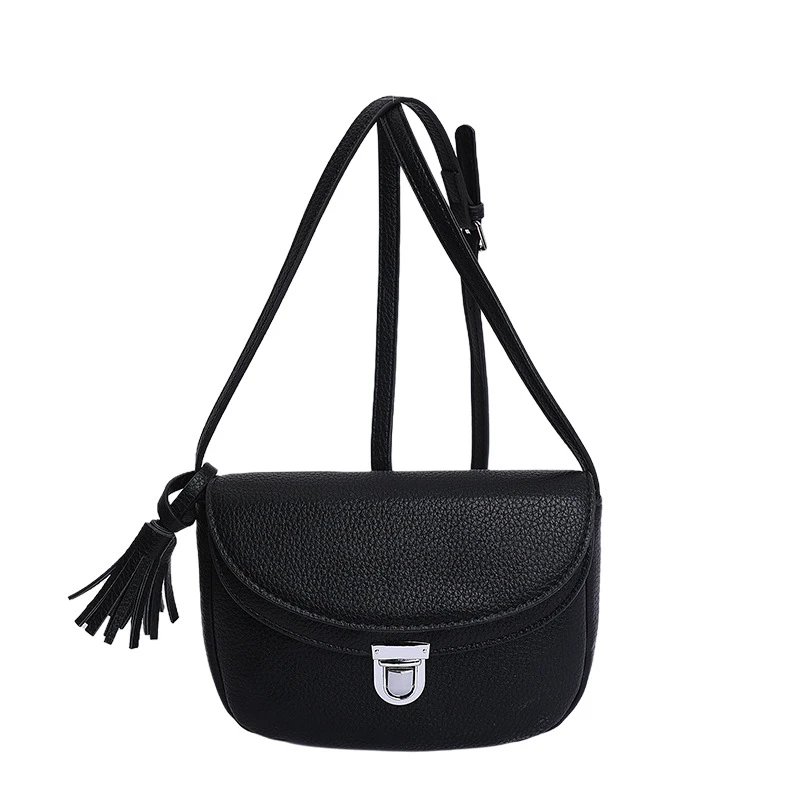 Leather Saddle Bag White Beige Black Pink Light Blue Minimalist Crossbody