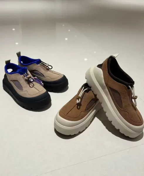 Design Chunky Platform Slip-On Sneakers Orange Beige - 6