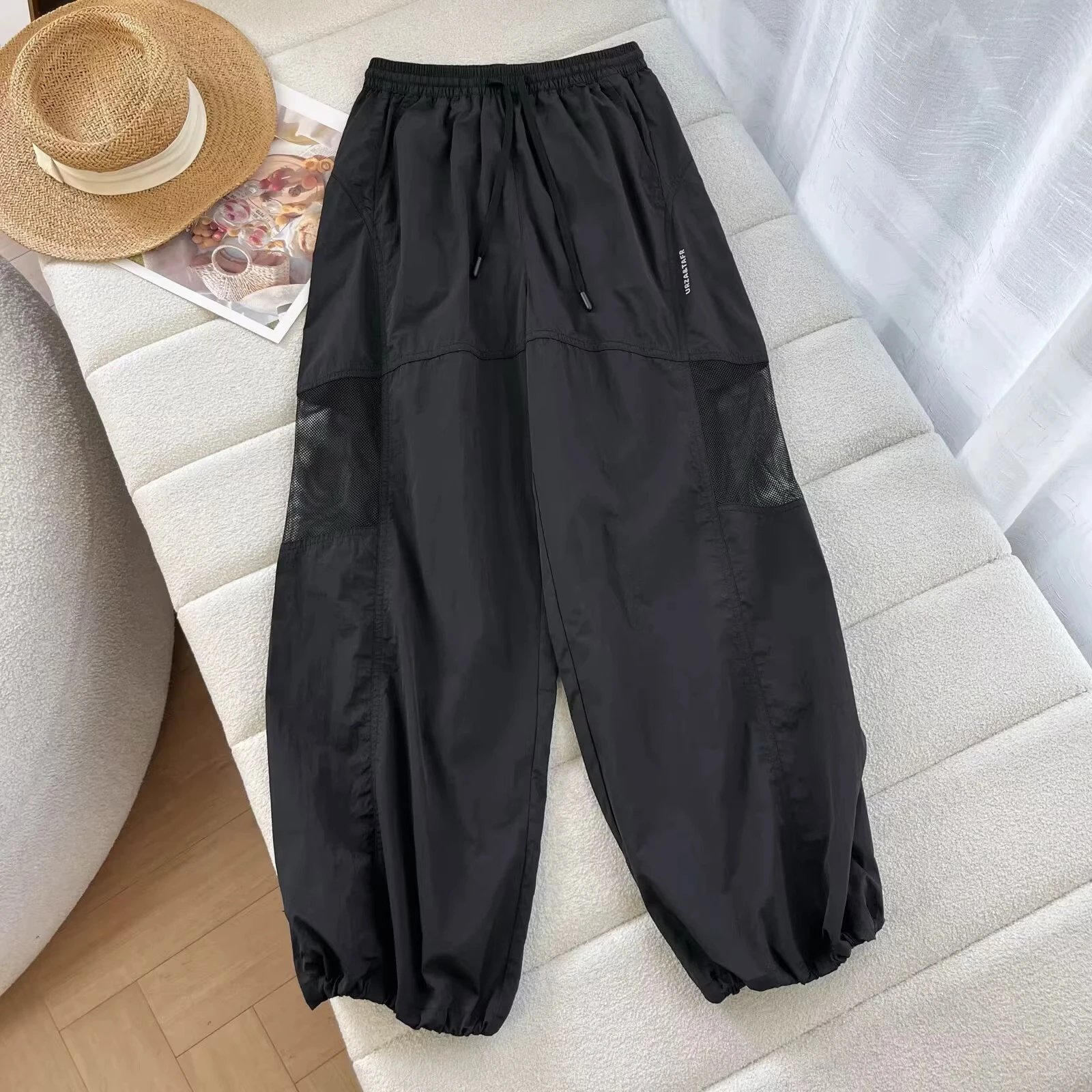 Design Utility Mesh-Panel Wide-Leg Pants Gray - 13