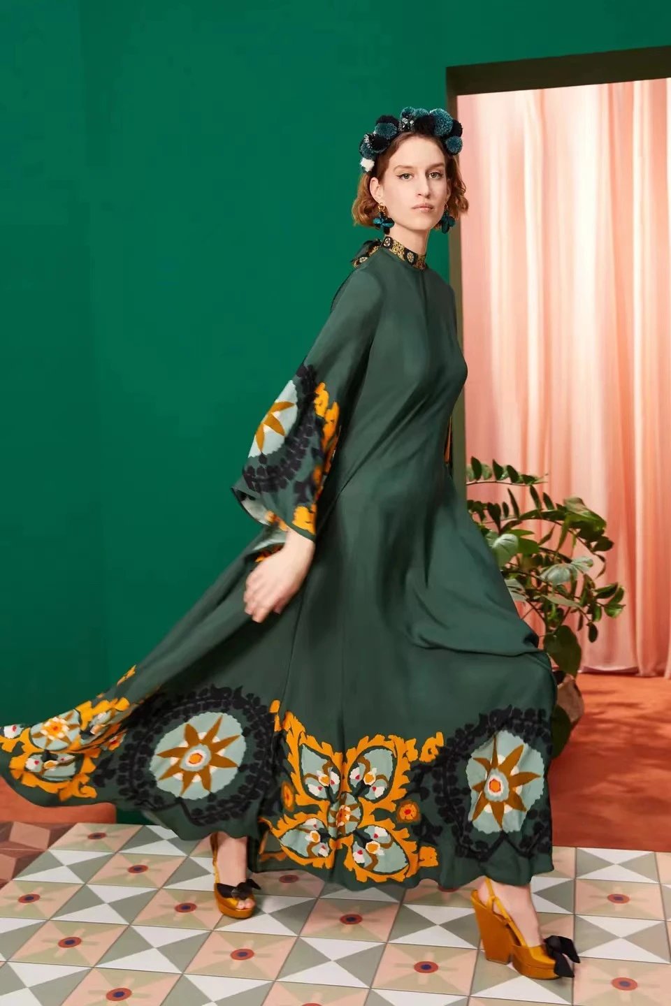 Versace Printed Kaftan Dress Multicolor - 7
