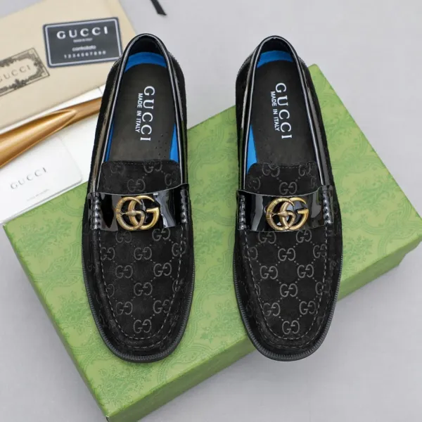 Gucci GG Marmont Loafers Black Monogram Suede Loafers - 10