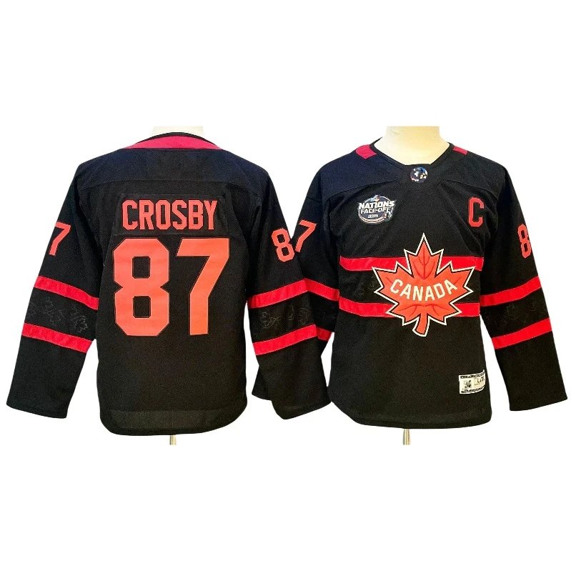 Canada National Team Hockey Jersey Black Red White Authentic Style