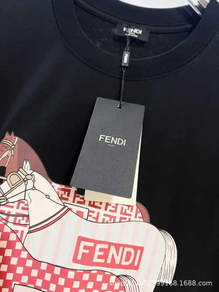 Fendi Horse Print Graphic T-Shirt Black - 12