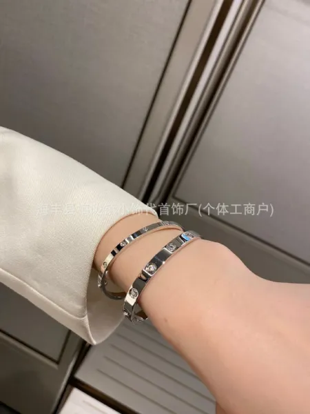 Cartier Love Bracelet Narrow Version 6 Diamonds Rose Gold Bracelet Jewelry - 4