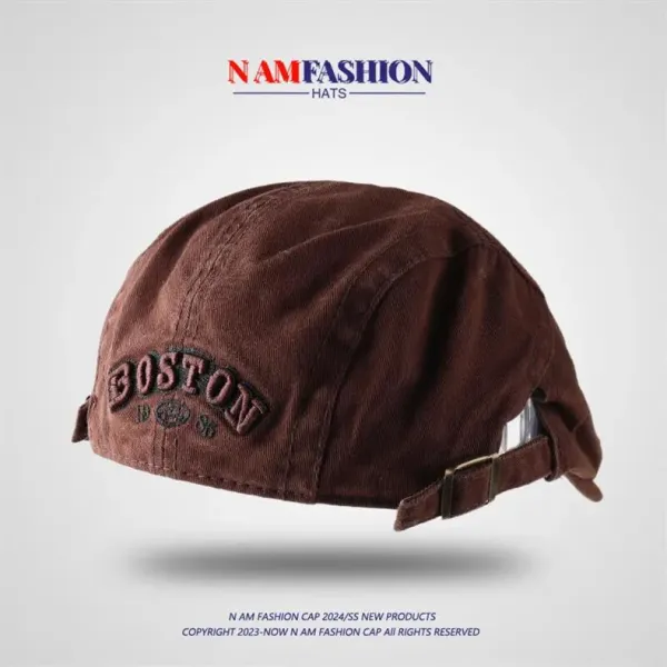 Design N AM Fashion Boston Corduroy Cap Brown Hats - 3