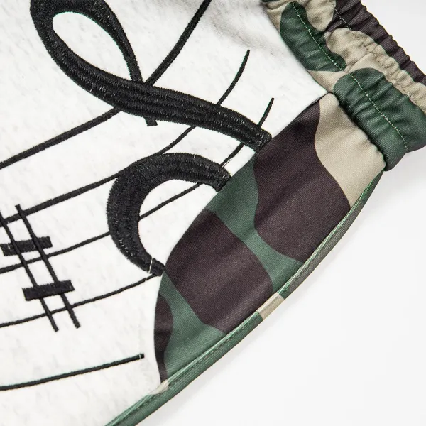 Design Music Note Print & Camo Sweatpants Set - 9
