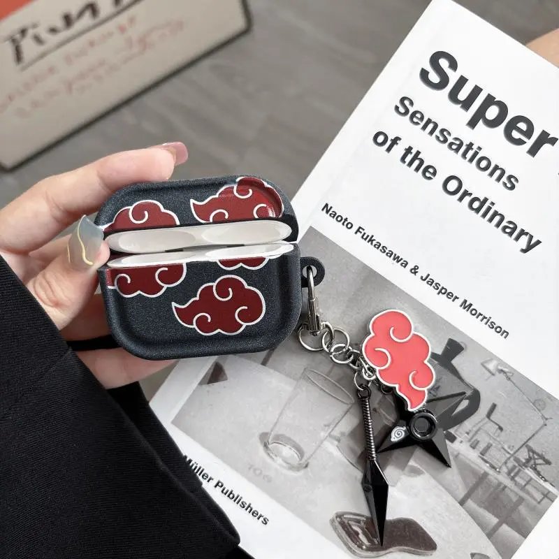 Design Naruto Akatsuki Cloud AirPods Case with Kunai and Shuriken Charm Accessory Phone Accessories - 9