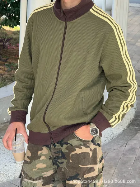 Adidas Originals Track Jacket Army Green with Gold Stripes - 19