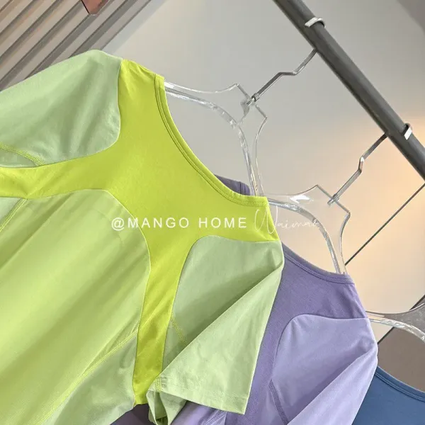 Design Color-Block Panel T-Shirt in Army Green and Blue - 16