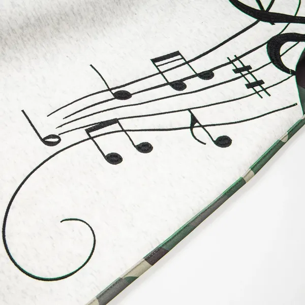 Design Music Note Print & Camo Sweatpants Set - 12