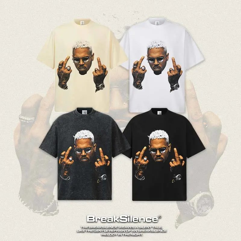 BreakSilence Graphic Print White Oversized T-Shirt