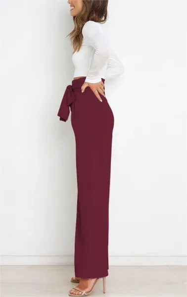 Design High-Waisted Paperbag Waist Wide-Leg Pants Black - 26