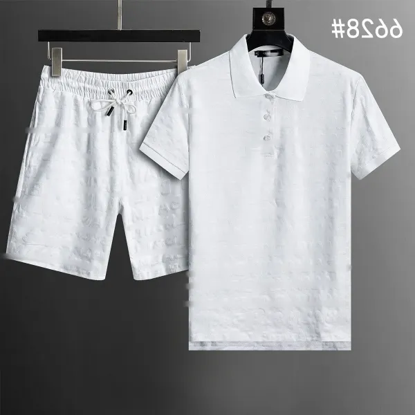 Balenciaga Monogram-Embossed White Polo and Shorts Set - 1