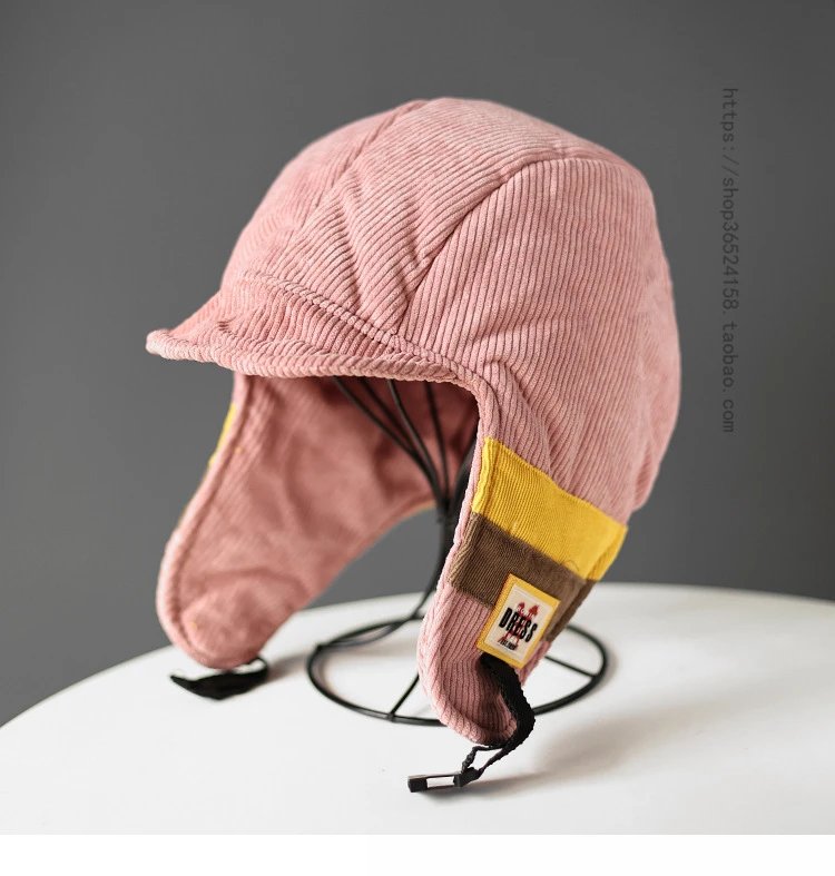 Diesel Trapper Hat Brown Corduroy with Yellow Black Trim - 7