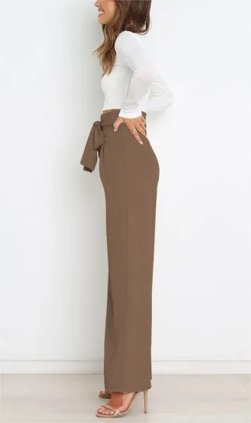 Design High-Waisted Paperbag Waist Wide-Leg Pants Black - 38