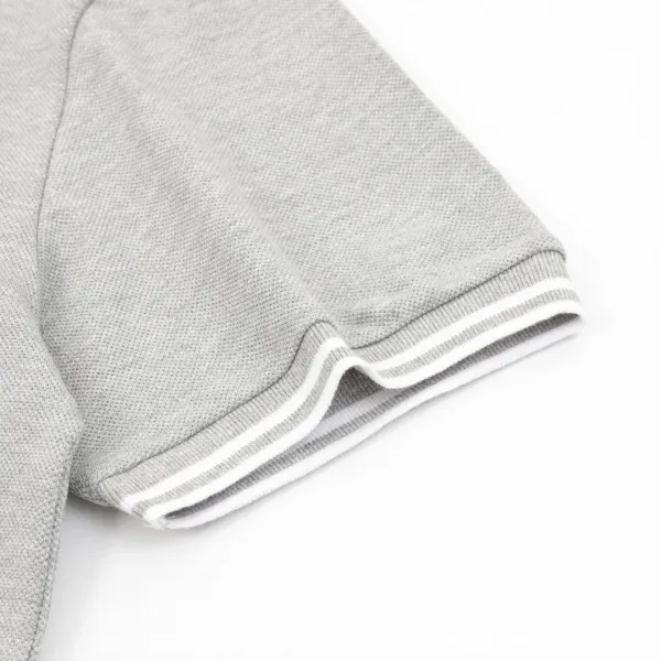 Dior Gray Piqué Polo with White Trim and Script Logo Tops Polo - 9