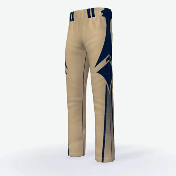 Design Baseball Pants Beige with Navy Graphic Print Pants - 1