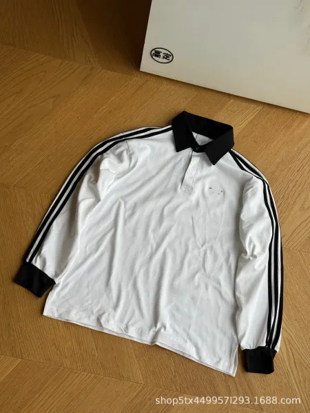 Adidas Originals Polo Black with White Collar and Three-Stripe Sleeves Polo Shirt - 6