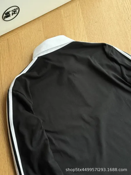 Adidas Originals Polo Black with White Collar and Three-Stripe Sleeves Polo Shirt - 8