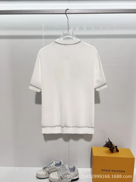 Fendi Knit T-Shirt White with Contrast Stitching - 4