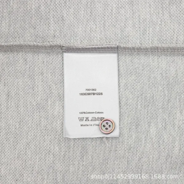 Dior Gray Piqué Polo with White Trim and Script Logo Tops Polo - 14