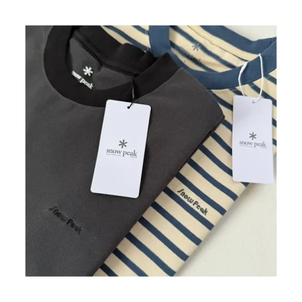 Arc'teryx Snow Peak Base Layer T-Shirt Gray and Striped Beige / Blue T-Shirts - 1