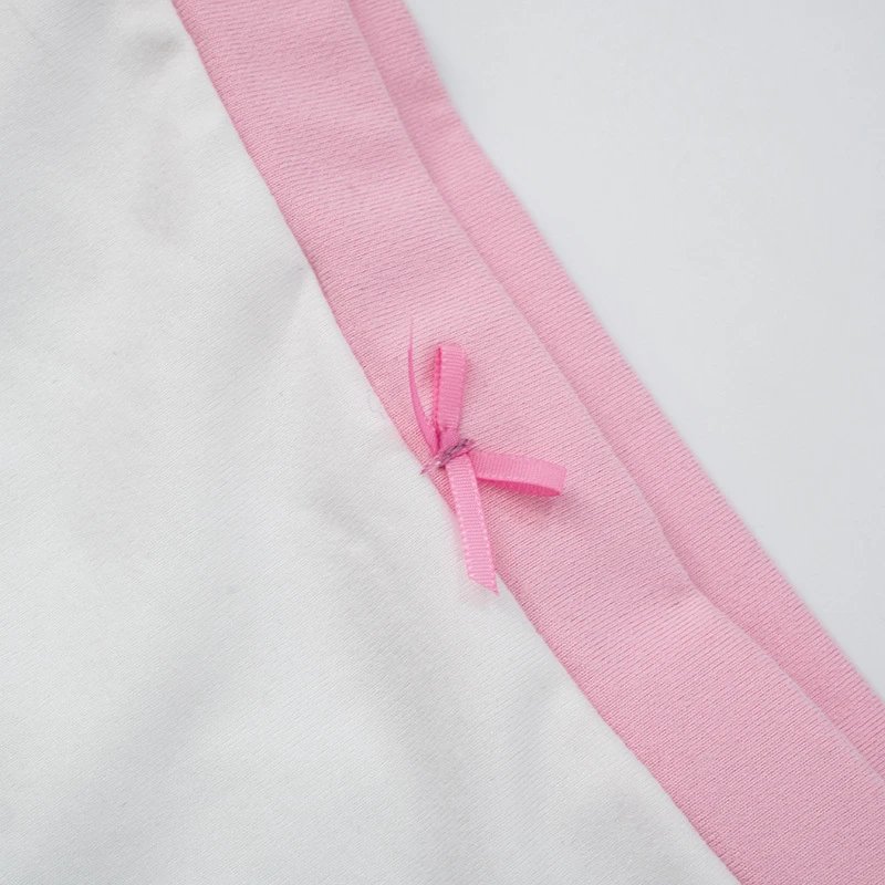 Design Daddy's Girl White Crop Top and Pink Trim Briefs Set Sets - 30