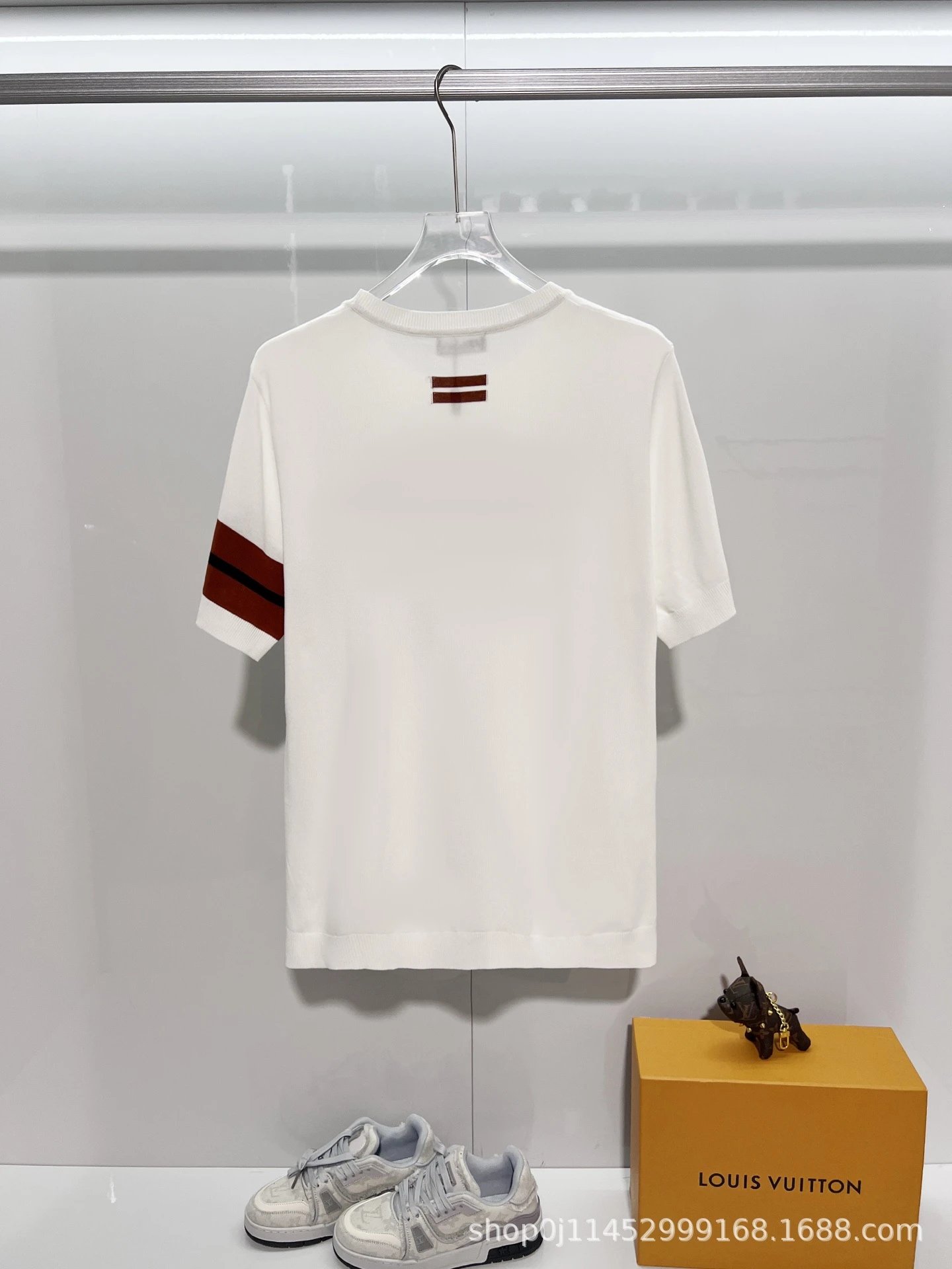 Zegna Striped Sleeve Knit T-Shirt White - 4