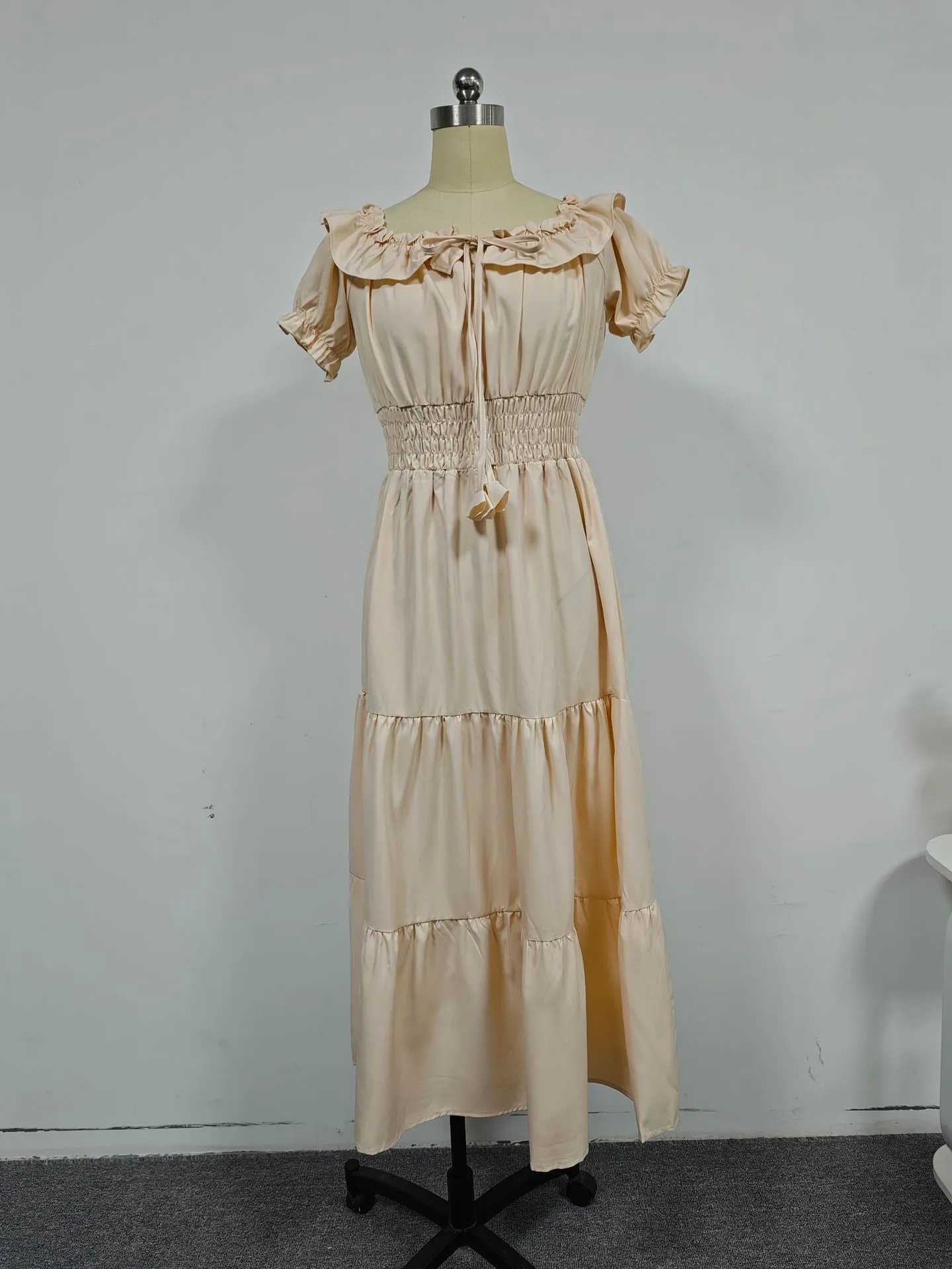 Design White Off-Shoulder Tiered Maxi Dress - 8