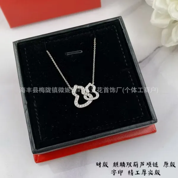 Design Qilin Double Gourd Necklace Silver Crystal Pendant Jewelry - 1
