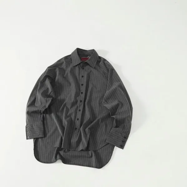 Needles Kimono Jacket Gray Pinstripe with White Rope Motif Outerwear - 17