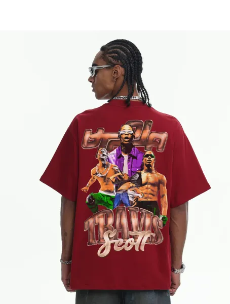 Travis Scott Cactus Jack Graphic T-Shirt Burgundy - 16