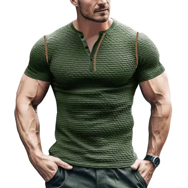 Design Henley T-Shirt Teal Textured - 20