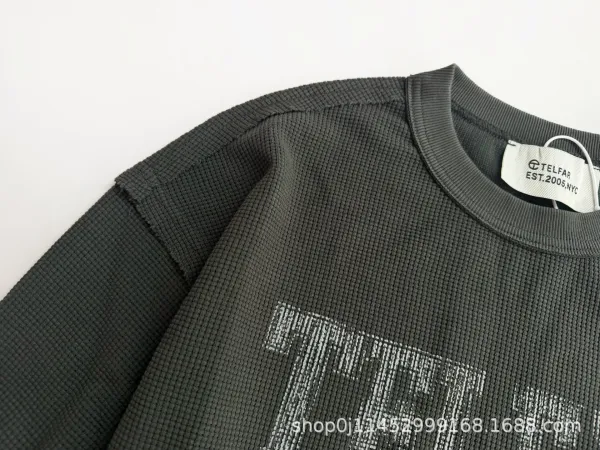 Telfar Thermal Waffle Knit Crewneck Sweatshirt Olive Green Sweater - 9