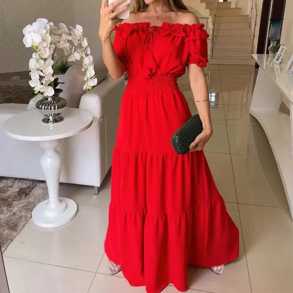 Design White Off-Shoulder Tiered Maxi Dress - 23