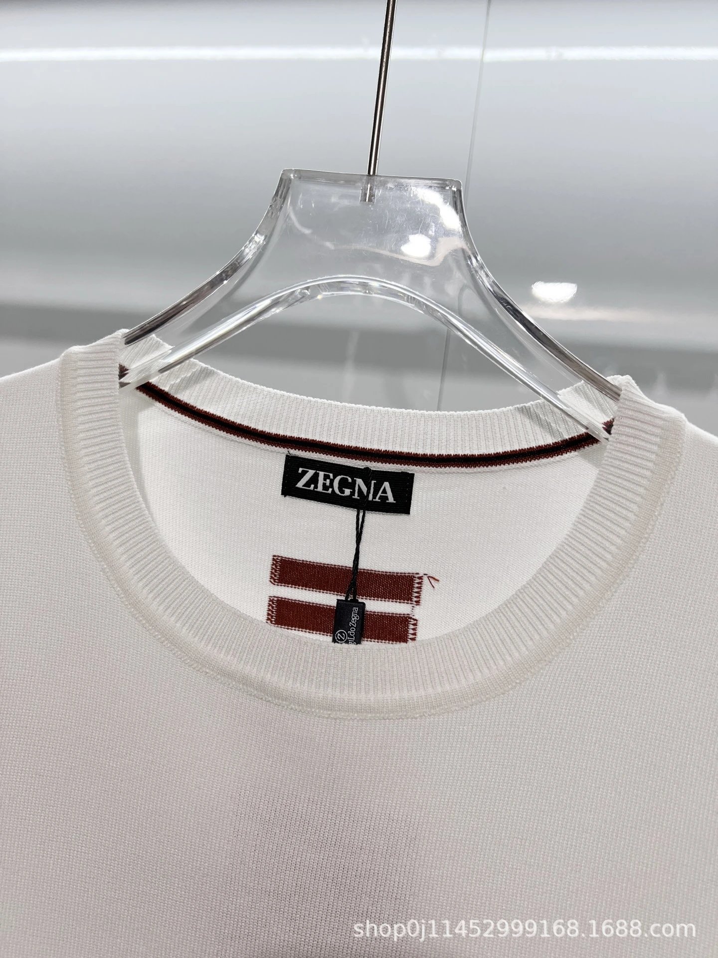 Zegna Striped Sleeve Knit T-Shirt White - 12