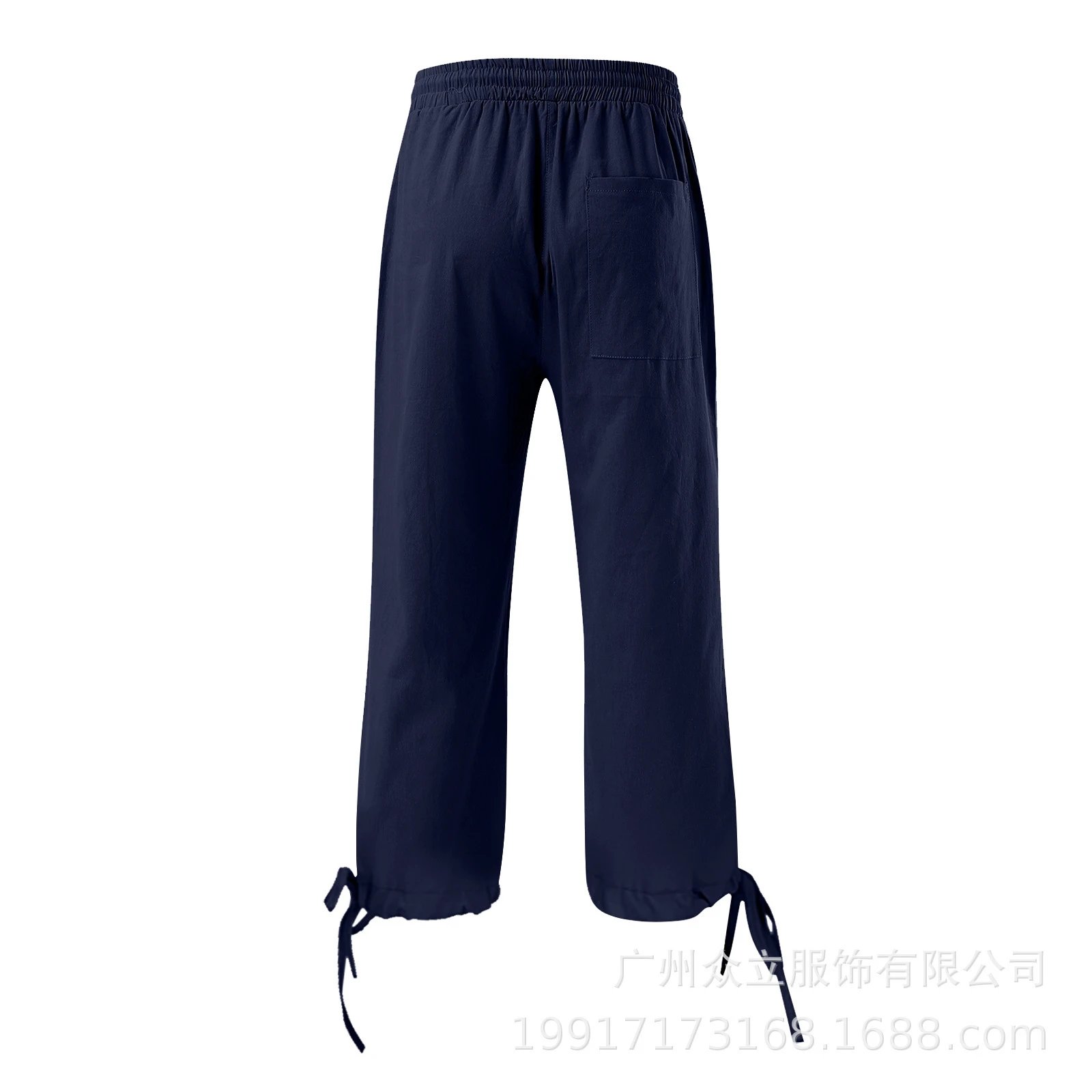 Design Capri Pants Light Blue Drawstring Waist with Cuff Ties - 20