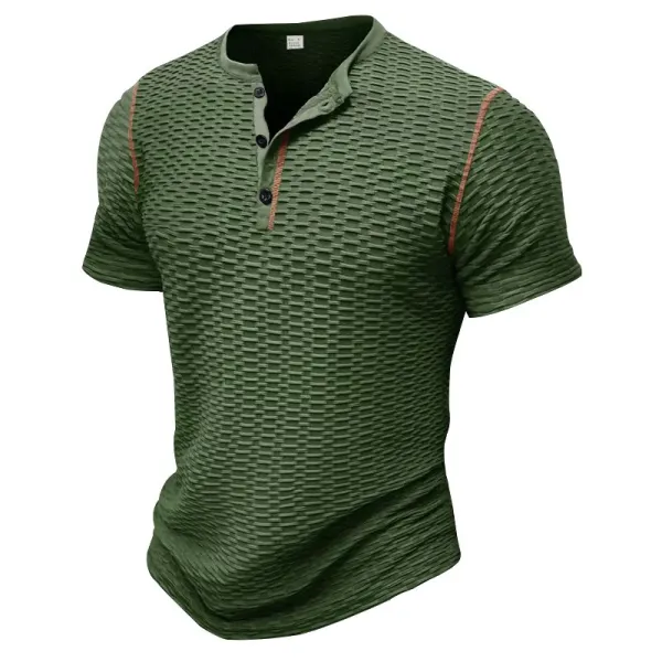 Design Henley T-Shirt Teal Textured - 22