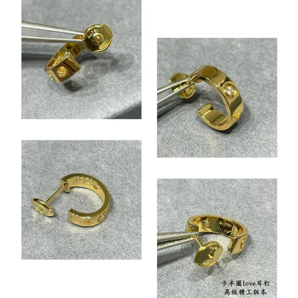 Cartier Love Earrings Gold with Single Diamond Jewelry - 6