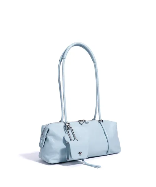 Design Mini Boston Bag in Off-White Patent Leather Handbag - 15