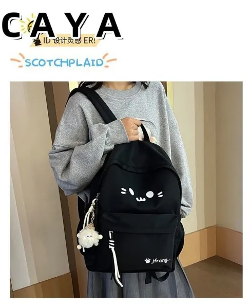 Design CAYA Cat Face Black Casual Backpack - 13