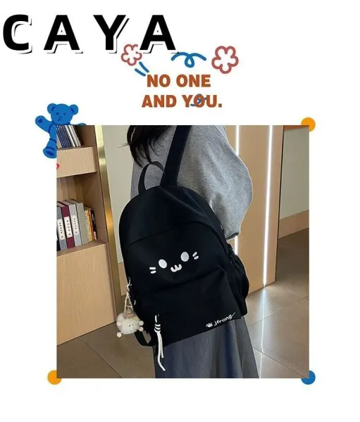 Design CAYA Cat Face Black Casual Backpack - 18
